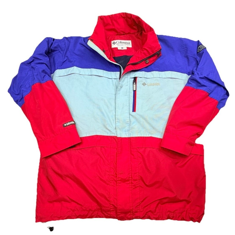 Vintage Columbia Omni Tech Jacket Mens XL Red Blue Colorblock Ski Coat 90s